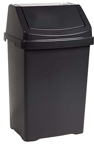 1x Mülleimer mit Schwingdeckel schwarz 25L Mülltrennung Abfalleimer Deckel
