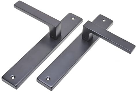 Ensemble de poignées de porte à plaque longue noire - Poignée de porte - Poignée de porte - Poignée de porte - Poignée de porte - Poignée de porte - Poignée de porte (sans trou de serrure)