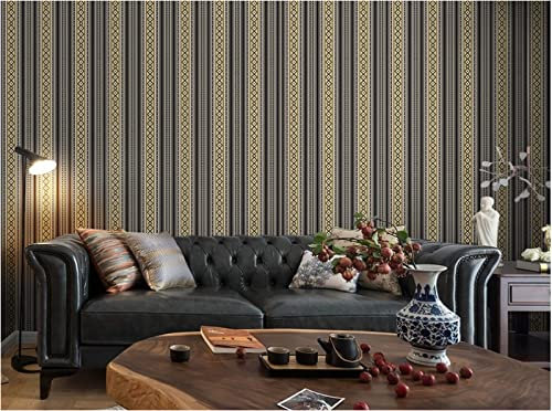 Tapeten Schwarz Braun Retro Fototapete Moderne Tapete Wanddeko Vliestapete Wohnzimmer Schlafzimmer Selbstklebende Tapete TV Hintergrund Wallpaper53x500cm(Breite x Höhe)