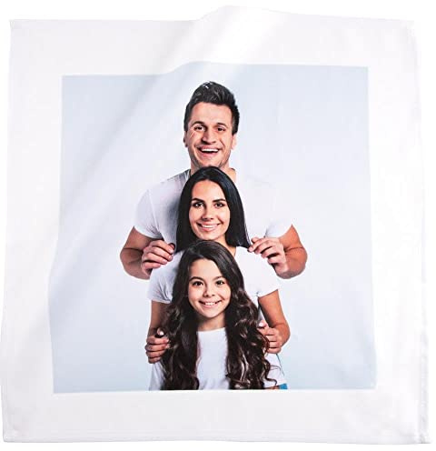Ocadeau Tovagliolo in Tessuto Personalizzato con Foto - Tovagliolo Quadrato in Tessuto Bianco con Foto da Stampare - Tovagliolo Lavabile e Personalizzabile