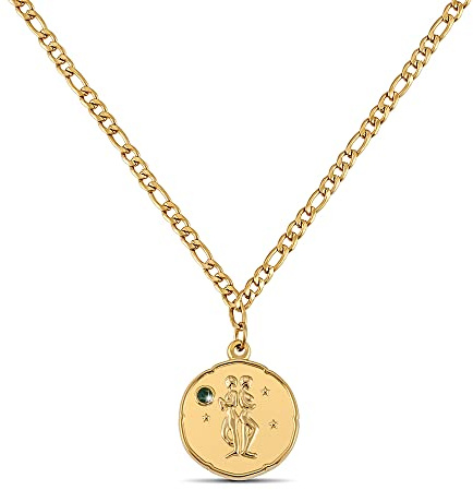 GD GOOD.designs Sternzeichen Kette Gold mit Geburtsstein für Damen | 18K vergoldete Halskette mit Zodiac Anhänger