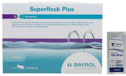 BAYROL SUPERFLOCK Plus Cartouche - 1kg | Floculant en Cartouche + 10 Tests HPS OFFERTS 6 en 1