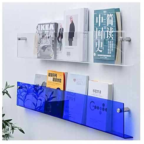2-stöckiger farbiger Acryl-Zeitschriftenhalter, Wandhalterung, 23,6/31,5/39,4 Zoll, hängender Prospekthalter, Bücherregal, Literatur-Aufbewahrungsregal for Wohnzimmer, Büro, Zuhause ( Size : L23.6xW2x