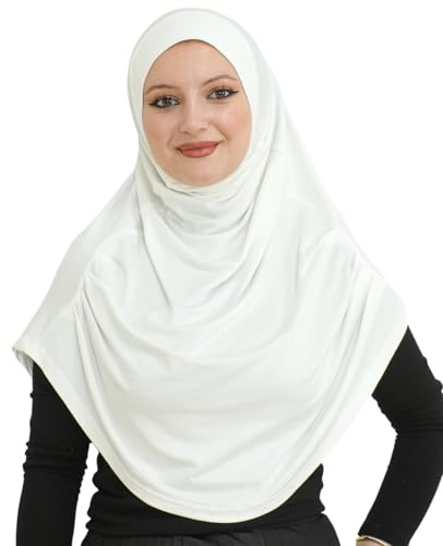 Prien huvudduk för kvinnor, lång muslimsk hijab kvinnor, turkisk Khimar halsduk islamiska kläder, konfektionshijab huvuddukar klänningar, muslimsk sport huvudhalsduk set, Krämfärgad, En Storlek