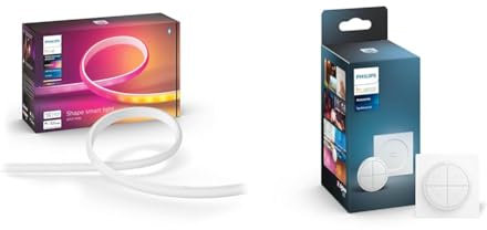 Philips Hue - Tira de Led inteligente Gradient 2m, Luz Blanca y de colores, Compatible con Alexa y Google Home & Interruptor Tap blanco instalación sin cables, Bluetooth