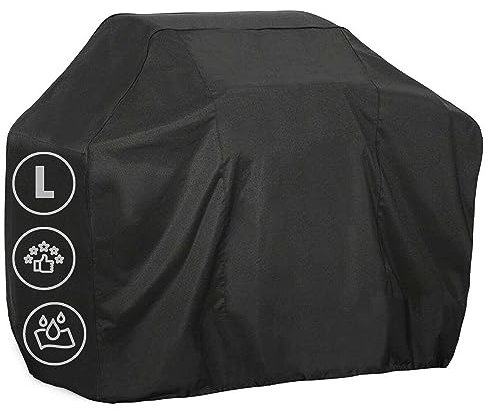 ZENO Barbecue Cover | Premium Grill Cover BBQ Cover | Waterproof Barbecue Cover Outdoor | Heavy Duty & Rip Proof BBQ Shelter for All Barbecues | Black - Large (120 x 70 x 145 CM)