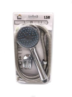 Alcachofa de Ducha con Tubo - Mango con Manguera Flexible de Ducha con Tubo de 1.75m Soporte para Mango Incluido (Gris - 306)