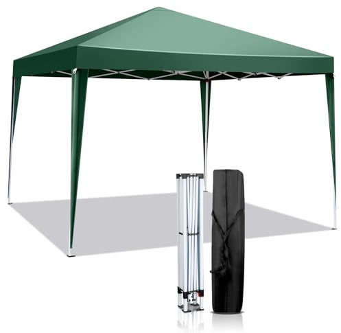 LEADZM Pavillon 3x3m,Pop-up Faltpavillon,Stabil,Wasserdicht,Stahlrahmen,Höhenverstellbar,UV Schutz 50+,Gartenzelt,Partyzelt,für Garten,Party,Camping,Grün