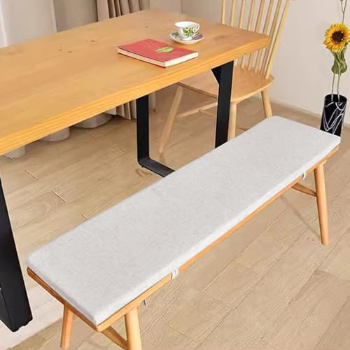 qing yun Kissen für Gartenbank, 2-/3-Sitzer, 100/120 cm, weiches Sitzkissen für Esszimmer-/Gartenbank, lange Bankauflage für Zuhause, Küche, Schaukel, Terrasse, 150 x 40 x 3 cm, Weiß
