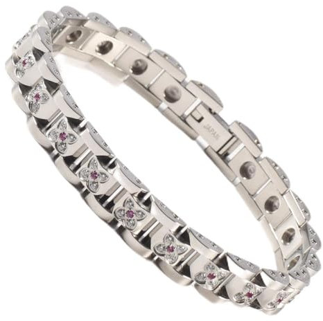 YINOX Supermagnetiskt damarmband, magnetiskt rostfritt stålarmband, elegant damarmband med kubisk zirkonia, presentförpackning (20 cm) (B)