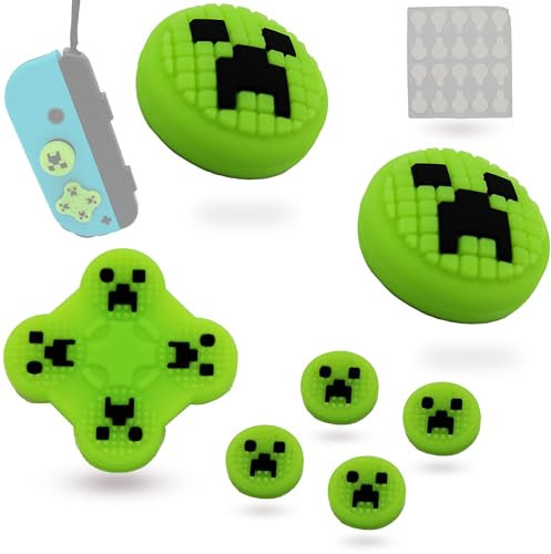 MatoSan® Set di Adesivi per Tasti e Copri Thumbstick per Nintendo Switch e OLED - Cappucci in Silicone per Joy Con - Verde - Caps Joystick Nintendo Switch - Copri Joy Con - Adesivi Switch