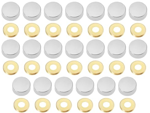 VGOL 20 Sätze 16 Mm Schrauben aus Zinklegierung Dekorative Kappen Abdeckungen Spiegelnägel Silberne Dekorative Abdeckung für Dekorative Kleiderschränke Glasmöbel mit 6 Mm Loch Messingdichtung