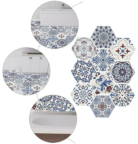 Angoily Pâte À Carrelage Hexagonale - 10 Pièces Autocollantes Blanches pour Sol - Autocollant pour Salle De Bain Et Cuisine Facile À Coller Et À Retirer