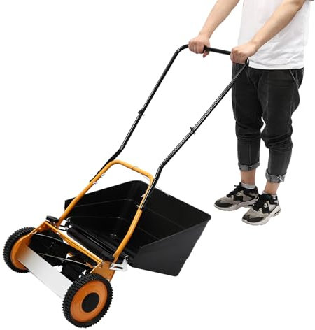 vinnyooc 16 Lawn Mower 2-in-1 Hand Push Lawnmower Manual Lawn-Mower Adjustable Height Wheeled Lawn Mower Garden Lawn Mower For Park Landscaping Factory Landscaping Grassland Woodland Gardens