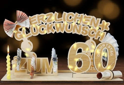 SALUOKE 60 Geburtstag Geldgeschenke mit LED Lichterkette