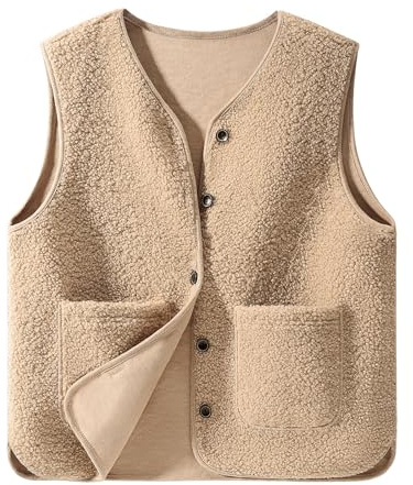 CMTOP Gilet Sans Manche Femme Gilets en Polaire Femme Chaud Sans Manches Manteau Couleur Unie Blouson Button Matelassée Sans Manches Veste Élégant Légers Gilet Automne Hiver(Kaki,XXL