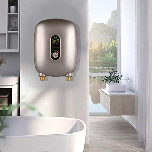 Mini Warmwasserbereiter Elektrischer Klein Durchlauferhitzer Instant Einstellbare Klein Elektro Durchlauferhitzer Instant für Küchen Bäder Restaurants Hotels Drehknopf Gold 6500W 220V