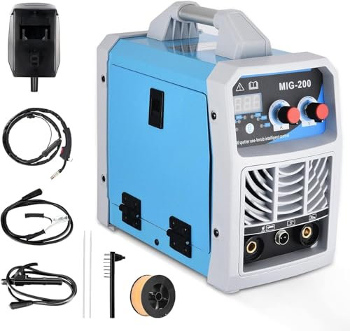 Helangel Poste à Souder, 200A 220V ARC/MIG/TIG Poste a Souder Machine, poste à souder numérique 3 en 1, IGBT Inverter Soudeuse d'inverseur Machine Soudeur Portable