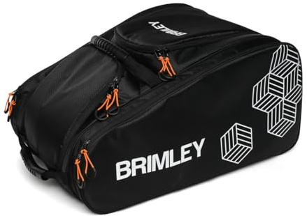 Brimley PRO Padeltasche - Große Padel Schäger Tasche für 4 Rackets - Schwarz - Isoliertes Fach für Getränke & Essen - Padel Rucksack mit Schuhfach - Robustes Material - Verstellbare Gurte