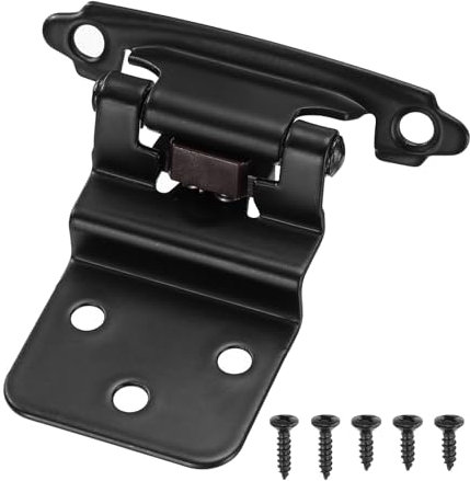 sourcing map 3/8 Inset Cabinet Door Hinges, 20 Pcs Self Closing Kitchen Cabinet Hardware Hinge with Door Bumper for Cabinet Doors Furniture, Black