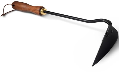 ROYTOA Gardening Tools - Azada triangular de acero inoxidable. Azadas de jardín con mango ergonómico de nogal para desmalezar, aflojar, granja. Regalos de jardinería para mujeres/hombres