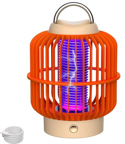Insektenvernichter Elektrisch, 2 In 1 Mückenlampe Akku Mückenfalle Elektrisch Wiederaufladbarer Fliegenfalle Elektrischer Insektenlampe Innen Mückenschutz mit LED-Licht für Innen/Außen (USB-B)