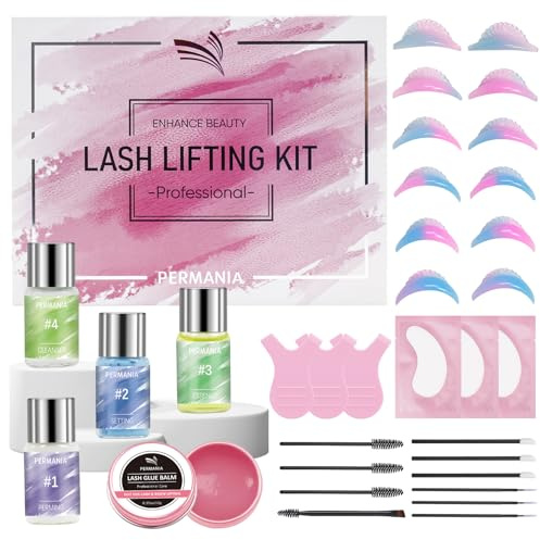 PERMANIA Kit Rehaussement de Cils, Rehaussement Cils Pour Salon et Maison, Lash Lift and Brow Lamination Jusqu'à 4 Semaines de Courbure