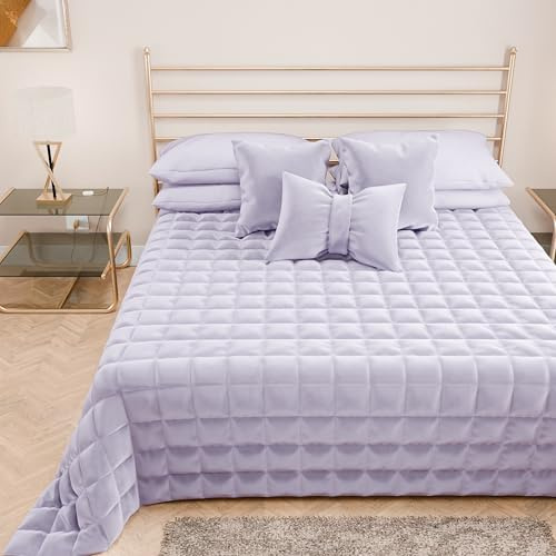 PETTI Artigiani Italiani - Trapuntino Matrimoniale in Morbido e Caldo Velluto, Trapunta Primaverile Autunnale, Copriletto Matrimoniale, Lilla, 100% Made in Italy