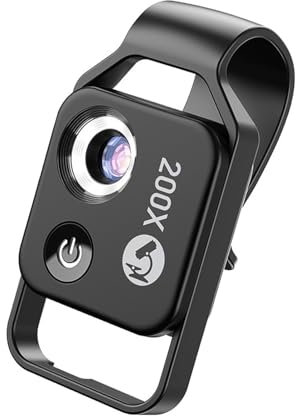 SELVFZ Microscopio de teléfono con lente/luz LED 200X bolsillo microscopio accesorio de cámara universal clip para teléfono celular adaptador de smartphone