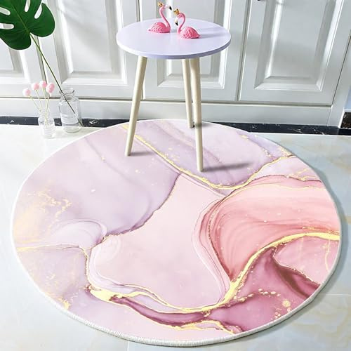 DJHWWD Teppich Büro Waschbar In Waschmaschine Pink Moderne Runde Schmutzmatten Eingangsbereich für Wohnzimmer,Terrasse,Küchen 80X80cm