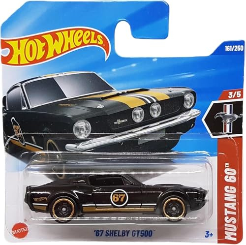 Hot Wheels - ´67 Shelby GT500 - Mustang 60th 3/5 - JBB94 - Short Card - schwarz Gold - Mattel 2025 – offiziell Lizenziertes Ford Modell aus der 2025 Mustang 60th Anniversary Serie (161/250) - 1:64