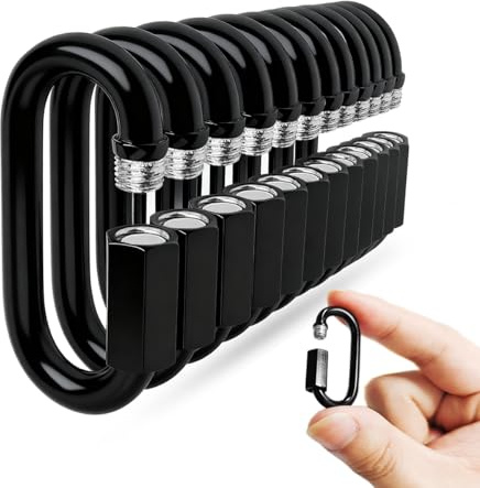 Quick Link - Ekunbuy Heavy Duty Black Chain Link Connector,Screw Lock Oval Clips Electrophoresis Anti-Rust Coating for Secure Outdoor & Indoor Use in Camping, Hammocks,Gym (M3.5(1.37in), Piece, 12)