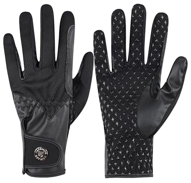 Harrison Howard Horse Riding Gloves for Women, Equestrian Training Gloves with Non Slip Silicone Grip, Breathable Lightweight Black S