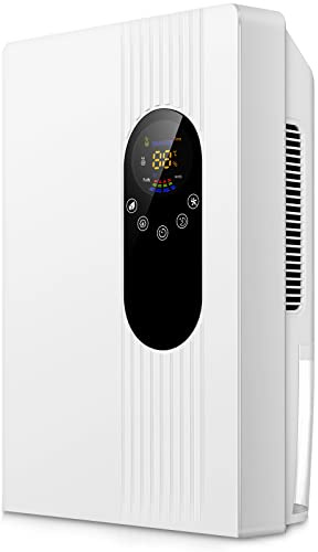 LYMIN Dehumidifier for Home 2.2L, Digital Temperature& humidity Display Touch Operation Humidity Setting/24-hours Timer/Purification Mode/Auto Shut Off/Silent Dark Sleep Mode/Adjustable Intensity