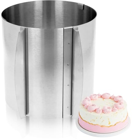 Tårttring justerbar höjd 15 cm, rostfritt stål kakring justerbar Ø 16 – 30 cm, rostfritt stål bakring har en våg, bakram rund för tillagning av mousse-desserter, äggrätter bakverk och muffins
