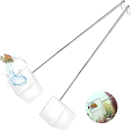 2 Pcs Aquarium Fish Nets Fine Mesh Fish Catch Nets Aquarium Net with Extendable Handle for Fish Tank Cleaning Small Pond