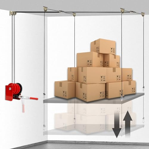 Overhead Garage Storage Lift - Heavy Duty Ceiling Mounted Garage Storage Lift System for Organization Easy to Install