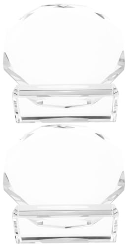 Veemoon Lot de 2 Trophées en Cristal Gravé 100 Mm, Plaque de Récompense en Verre Vierge Transparente, Plaque Commémorative Personnalisable pour Reconnaissance Employés, Décoration Bureau