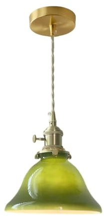 HXYSXHJUO POKHDYE Avocado Green Glass Dining Room Bar Chandelier Vintage Brass Bedroom Bedside Pendant Light E26/E27 Source Kitchen Island Study Single Head Hanging Lamp