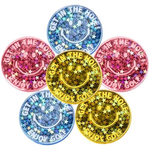 FINGER TEN Acrylic Golfballmarker Magnetischen Smiley Motiv 6 Stück,Einfach und Vielseitig Preferred Gift Klassisches Golfzubehör für Herren Damen Golfer (Mischung)