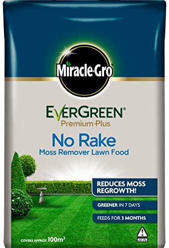 Miracle-Gro EverGreen Premium Plus No Rake Moss Remover Lawn Food 10 kg - 100 m2, Green