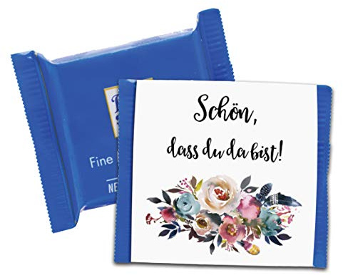 Nastami 50 x Banderole Schokoladentafel Boho Hochzeit, Hochzeitsdeko, Gastgeschenk