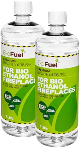 EKOFUEL (2 Litre) Premium Bioethanol Fuel – Bio Ethanol Liquid Fuel for Fires Pits, Fireplace | High Purity Clean Burning Bio Ethanol Fuel | Indoor & Outdoor Ethanol Fuel | Bioethanol Fuel Liquid