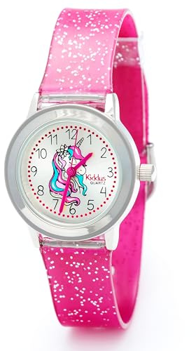 Kiddus Orologio Bambina, Analogico a partire da 4 anni, Regalo per Bambine con Glitter, Contiene Esercizi per Imparare a Leggere L'ora, Aprendimento Bimba