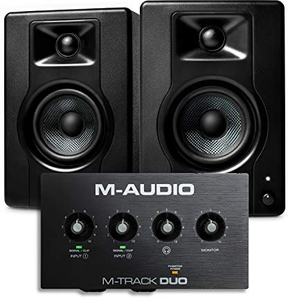 M-Audio Recording, Streaming and Podcasting Bundle – M-Track Duo USB Audio Interface and 120W BX4 Stereo Speakers, Software Suite Included