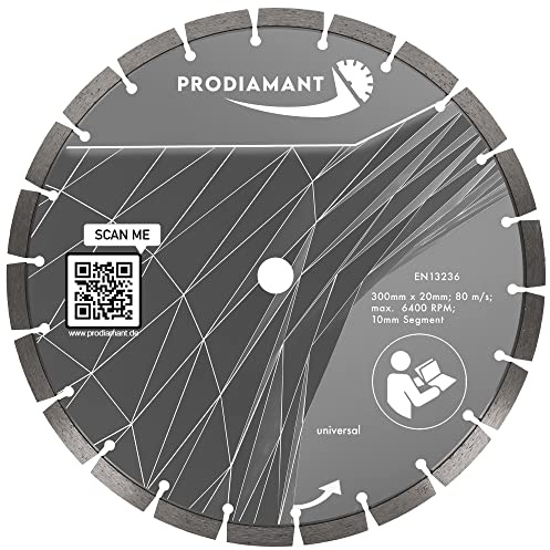 PRODIAMANT Pro 10 Premium disque à tronçonner diamanté universel 300 mm x 20 mm - segments bloc hauteur 10 mm, pour béton, pierre et matériaux de construction