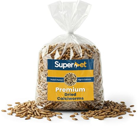 Superpet Dried Calci worms Wild Bird Food, High-Calcium Protein Alternative to Bird Seed & Mealworms for Wild Birds, Chickens, Reptiles, Hedgehogs, and Small Mammals, 12.55kg