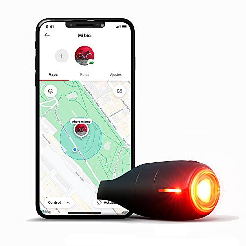 Vodafone Luz Trasera de Bicicleta Inteligente, Curve Bike LightGPS Tracker - Luz de Freno con Localizador GPS, Detección de Impactos, y Alarma de Seguridad Incluye Suscripción 6 Meses, Negro