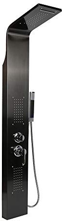 Colonna Doccia Pannello Doccia Set in 304 Acciaio Inox con Miscelatore 3 Funzioni, Doccia Spa per Bagno, Altezza: 140 cm - Processo di lucidatura(7 * 20 * 140 cm-nero)