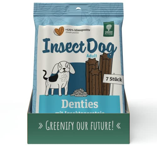 Green Petfood InsectDog Denties (13 x 180 g) | Adult | Premium Kausnack für Hunde | Insektenprotein & Kartoffel | Leckerli, Snack & Zahnpflege in einem | getreidefrei | Ergänzungsfutter | 13er Pack
